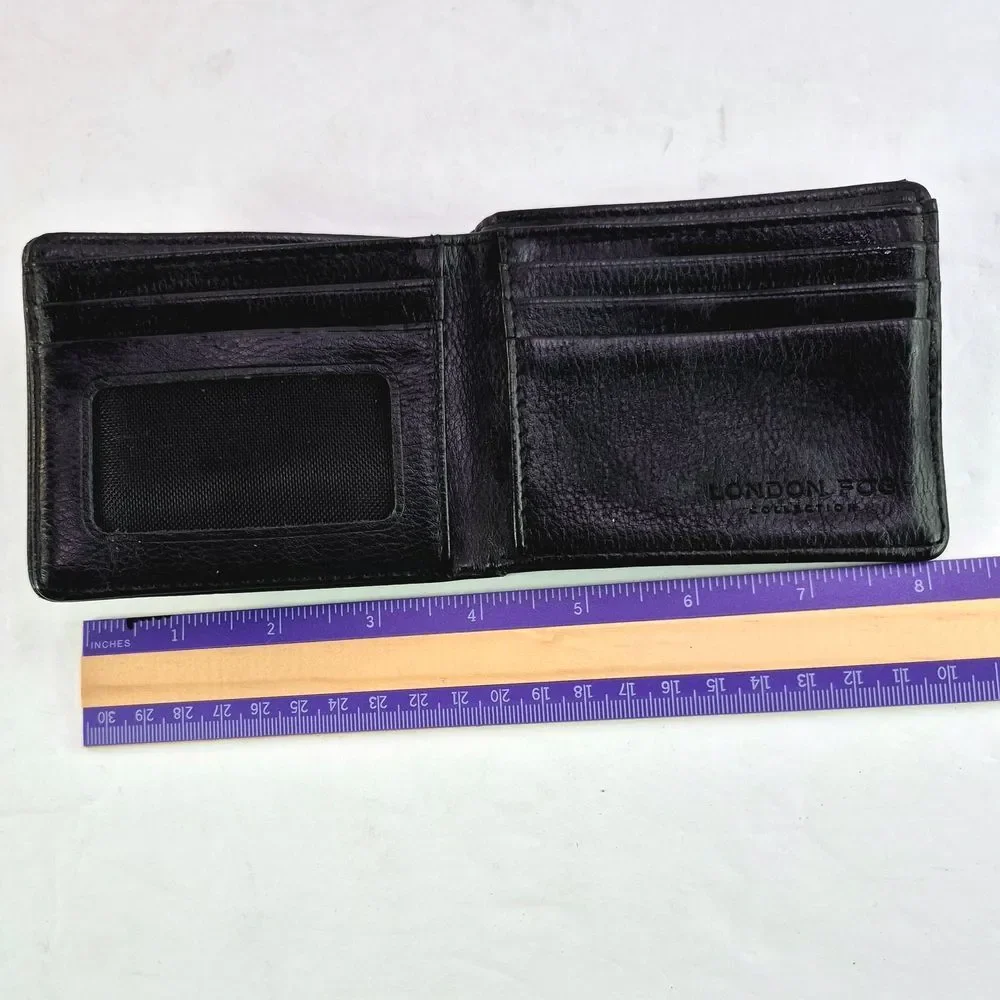 London Fog Men's Black Genuine Leather Bi-Fold Wallet